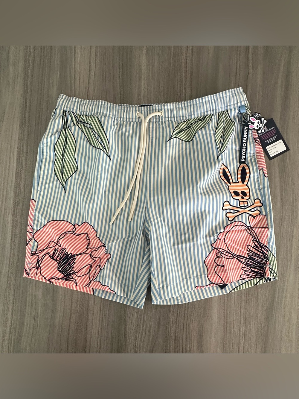 Psycho Bunny Men’s Blair Striped Swim Trunks 5” - Picture 3 of 10